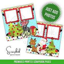 Christmas Scrapbook Santa List Rudolph PRINTED Premade Scrapbook Quick Pages 96