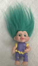 Adorable Applause 1991 Pose-able Baby Troll Doll Teal Green Hair Star Eyes VGC