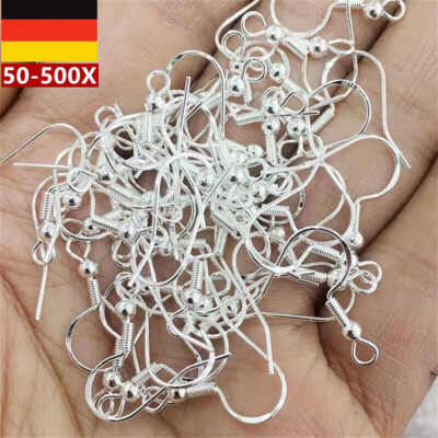 500Stk 925 Sterlingsilber-Spulen-Ohr-Draht-Kugel-Ohrring-Haken DIY Schmucksachen