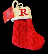 Initial “R” Embroidered Mini stocking/ Gift card holder cable knit 7.5” New Tags