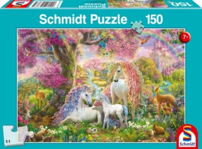 Schmidt-Spiele 56387 Kinderpuzzle - Einhornfamilie im Blütenwald