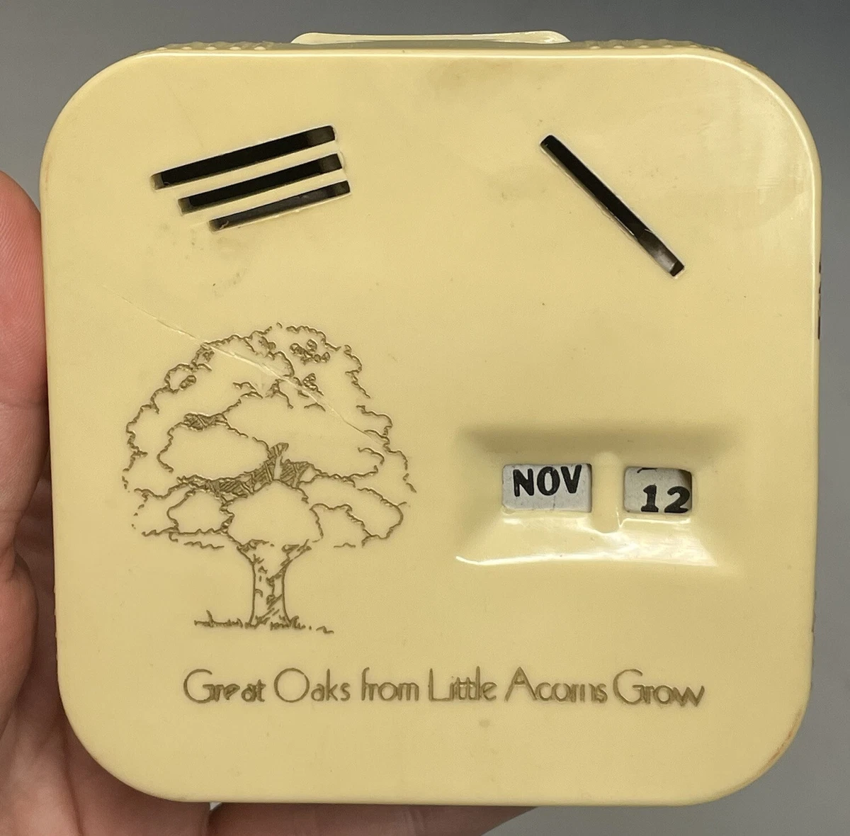 Vintage Gerett Tri-Coin Calendar Coin Bank Oaks Oak Tree w/ ORIGINAL BOX |  eBay