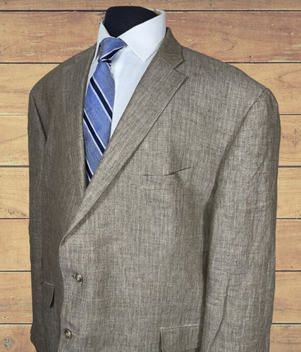 SUPERB JOS A BANK BIG & TALL 100% LINEN SPORT COAT SZ 52L TAILORED FIT