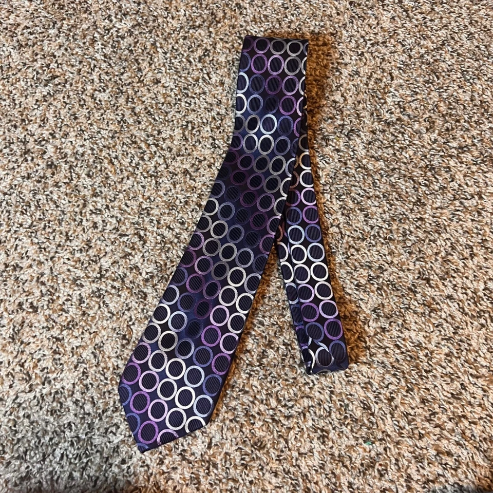 Corbata Michael Kors patrón circular - púrpura, plata, negro - corbata para hombre Foto 2 de 4