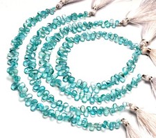 Natural Gem Paraiba Color Apatite 6x4 to 7x5 mm Size Pear Shape Beads 8" Strand