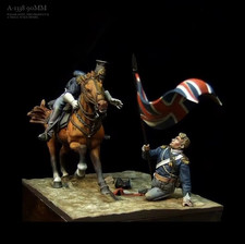 90MM Napoleonic British Flag Bearer Diorama Historical Resin Military Figure Sce