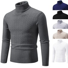 Men's Turtleneck Soft Sweater Warm Knitted Autumn/winter Slim Pullover Jumper XL