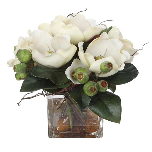 Uttermost Dobbins Magnolia Glass and Polyfoam Plastic Bouquet in White - Picture 4 of 6