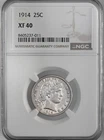 1914-P  25C  BARBER SILVER QUARTER  PHILADELPHIA  NGC XF40  #8405237-011
