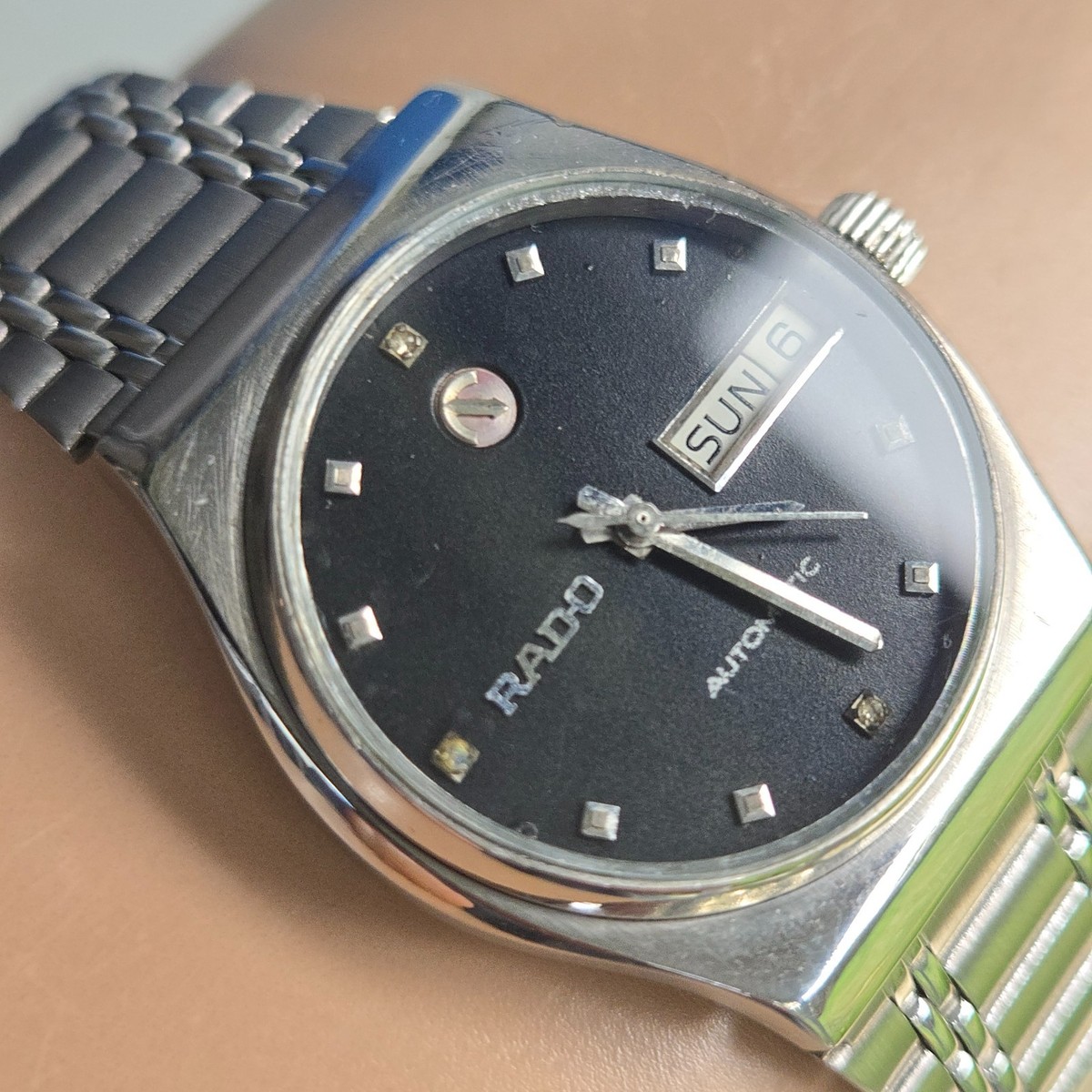 Vintage RADO men's automatic watch day/date ETA 2836 swiss 1970s