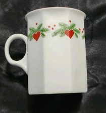 Porsgrund Norway Hearts & Pines Octagonal Cups Mugs 