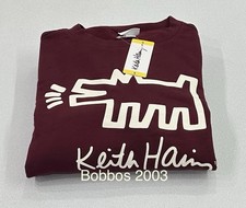 Keith Haring Women's Long Sleeve  Joggers Soft Fleece Lounge Set, Burgundy,S