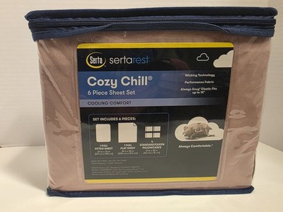 Serta SertaRest Cozy Chill Cooling Full Sheet Set Solid Beige 6-Piece