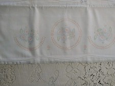 2 Vntg Pillowcase Tubing Cotton Blend 32x21 Floral Daisy Stamped for Embroidery