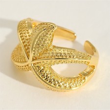 Gold Plated Leaf Adjustable Band Ring Nature Theme Fashion Jewelry