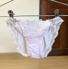 Vintage Silky Pale Pink Nylon Panty Sheer Hi Cut Bikini Sz.5 Briefs Hip 33-37"