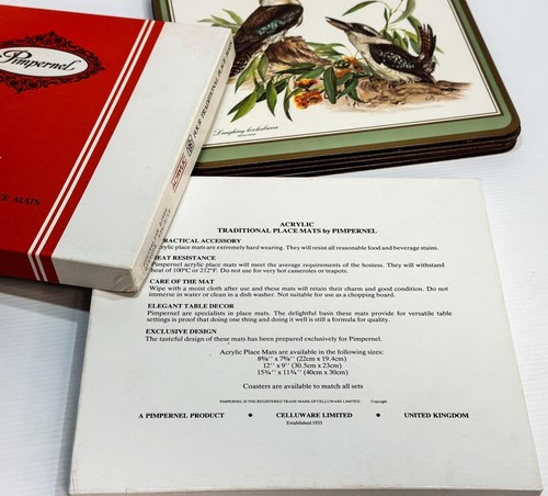 Vintage Pimpernel AUSTRALIAN BIRDS Placemats Set of 4 by Christine Berrie ~ VGC - Picture 11 of 12
