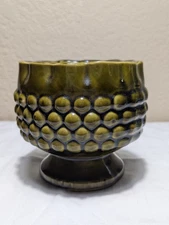 American Bisque Vintage MCM Planter or Vase Olive Green Pottery Succulent