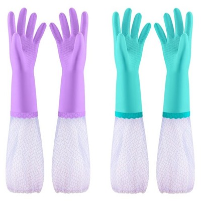 Haushaltshandschuhe 2er Set lang  latexfrei Baumwolle Gummihandschuhe Küche R...