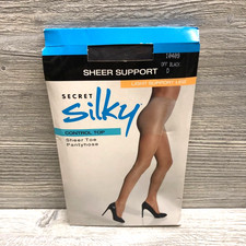 Secret Silky Womens Sheer Support Control Top Pantyhose Tights Size D Off Black
