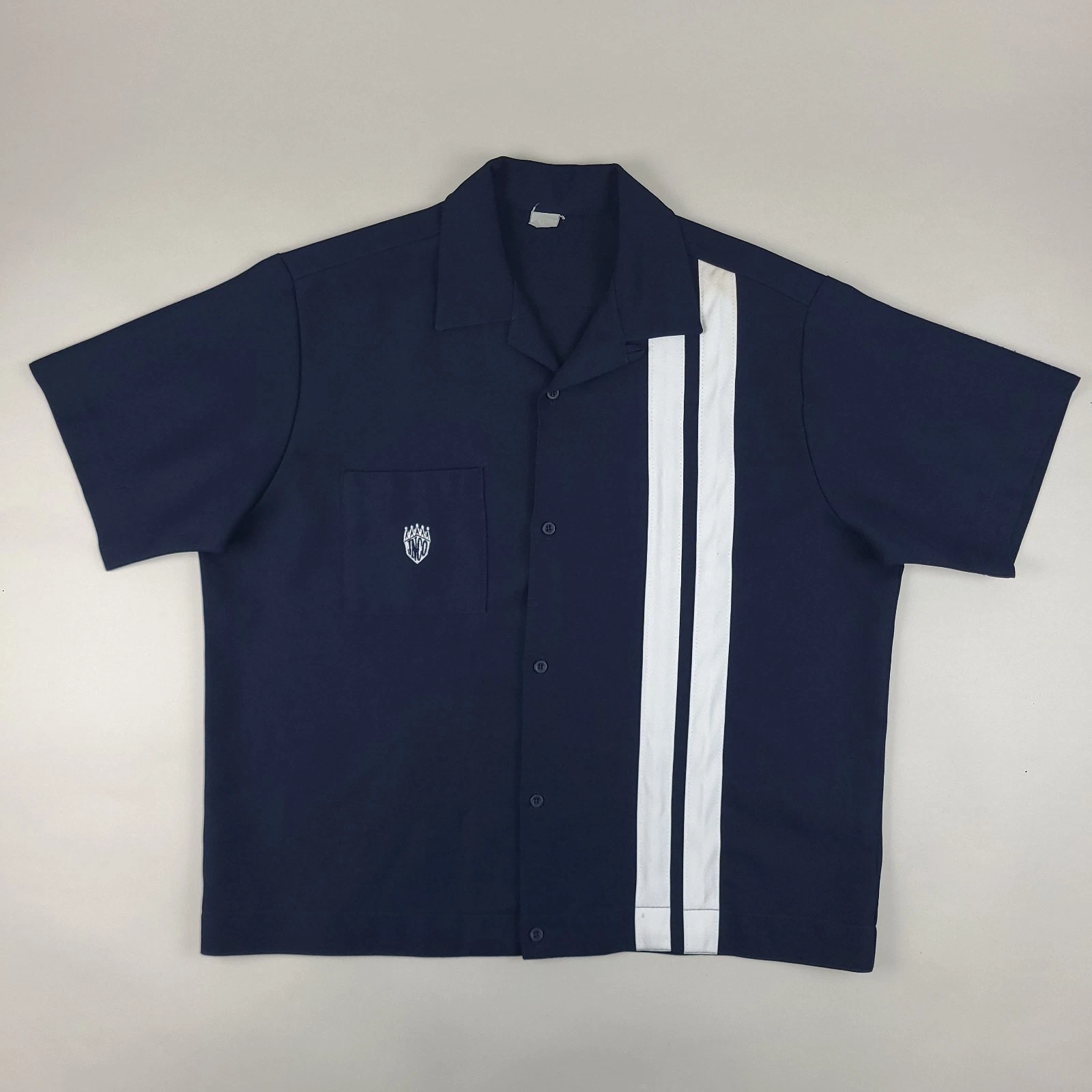 Vintage JNCO Bowling Shirt Mens XL (?) Blue Striped Button Up Short Sleeve 90s