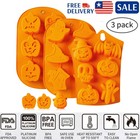 3Pcs Silicone Halloween Ghost Pumpkin Baking Mold Set Non-Stick Make Ice Cube