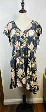 Jaase Floral Dress Size AU 20 US 16 Blue Flutter Sleeves Pockets Boho RRP$110