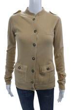 Michael Stars Womens Button Front Crew Neck Knit Cardigan Sweater Brown Size 1