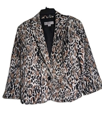 Women's Kasper Separates Leopard Lined Blazer Jacket Size 12P Petites