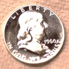 Uncirculated Proof 1960 Philadelphia Mint Silver Franklin Half