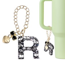 Letter Charm for Stanley Tumbler Cup, Bow Heart Initial R Letter Charm, Black