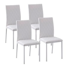 Set 4 Sedie Cucina Soggiorno con Rivestimento Ecopelle 41x50x91 Bianco DecHome