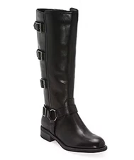 Frye and Co. Womens Cyra Stacked Heel Motorcycle Black Boots, Size 7M