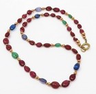 NYJEWEL 14k Gold Filled Natural Sapphire Ruby Emerald Necklace 16 Inches