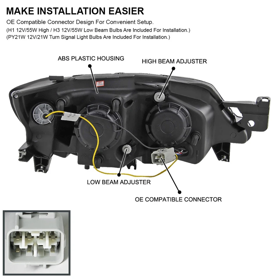 Fits 2008-2011 Subaru Impreza WRX Outback Black LED Bar Projector Headlights Foto 4 de 4