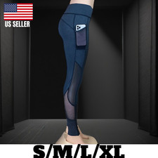 Women High Waist Yoga Pants Pockets Sport Gym Leggings Fitness