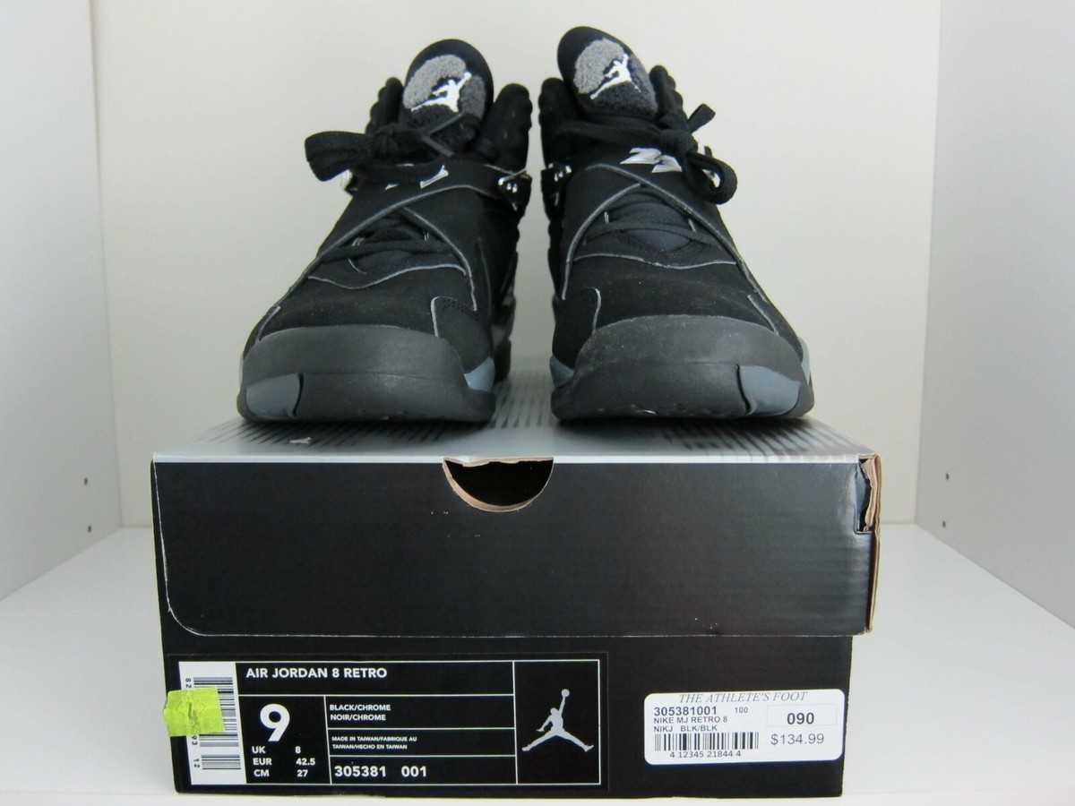 JORDAN Men’s Black/ Chrome Leather Shoes 305381-001  Size 12 2003 Air Jordan 8 Retro Black/Chrome 305381001 - Men main image 2