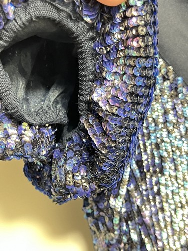 Paillettes Emily Shalant collo a V foderato blu (34"" busto x 19"") ballo di fine settimana - Foto 9 di 10