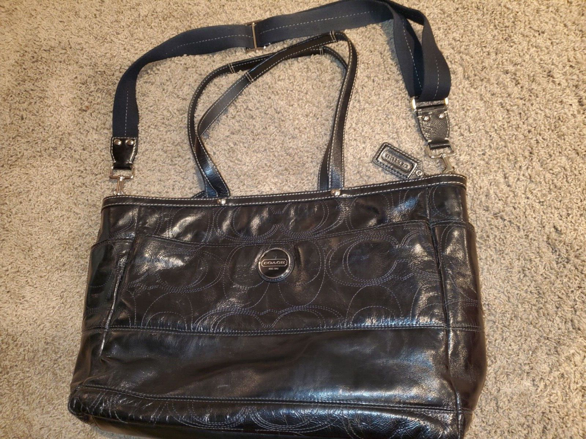 Coach XL F17940 Red Signature Patent Leather Diaper Bag Tote