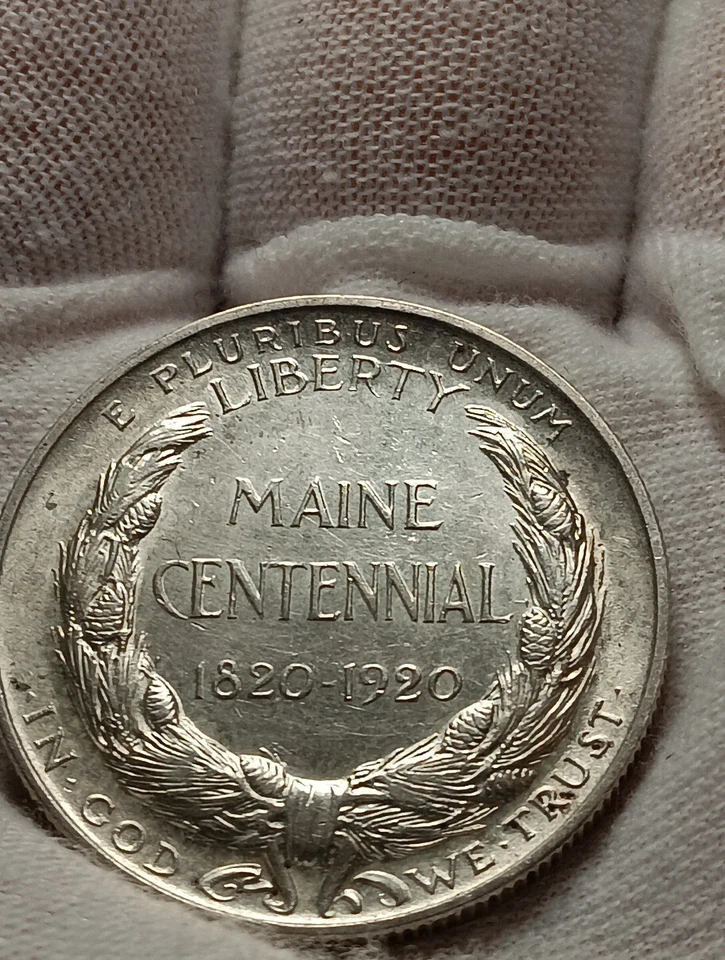 👉1920 Maine Centennial Commemorative Half Dollar Bu Choice   - Image 2 of 2