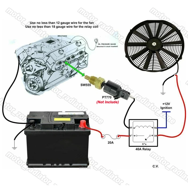 Aluminum Shroud & 2*12in. Fans & Relay For 1991-1993 Dodge D350 W350 w/ 5.9L Foto 4 de 4