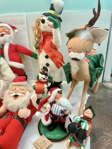 10 1980s Christmas Annalee Dolls 20” Santa & Mrs. Claus & Reindeer w/Slippers - Picture 22 of 23
