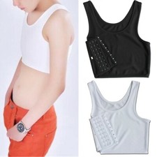 Women Back Buckle FTM Short Chest Breast Binder Lesbian Trans Tomboy Cropped Top