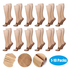 1-10 Pairs Copper Compression Socks Graduated Support 20-30mmHg Men Women S-XXL
