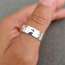 Hammered Silver Ring, 6mm 925 Sterling Silver, Wide Thumb Ring, Silver All size