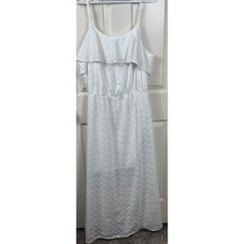 HeartSoul Plus White Maxi Dress Ruffle Sleeveless Casual Boho Y2K Cottagecore 2X