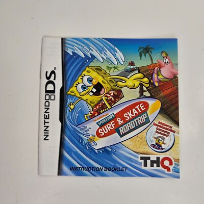 Nintendo DS MANUAL ONLY Spongebob Squarepants Surf & Skate Roadtrip Booklet