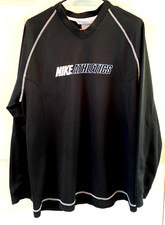 Men's Nike V Neck Pullover Long Sleeve Black/Blue Performance Top LG SUPER NICE!