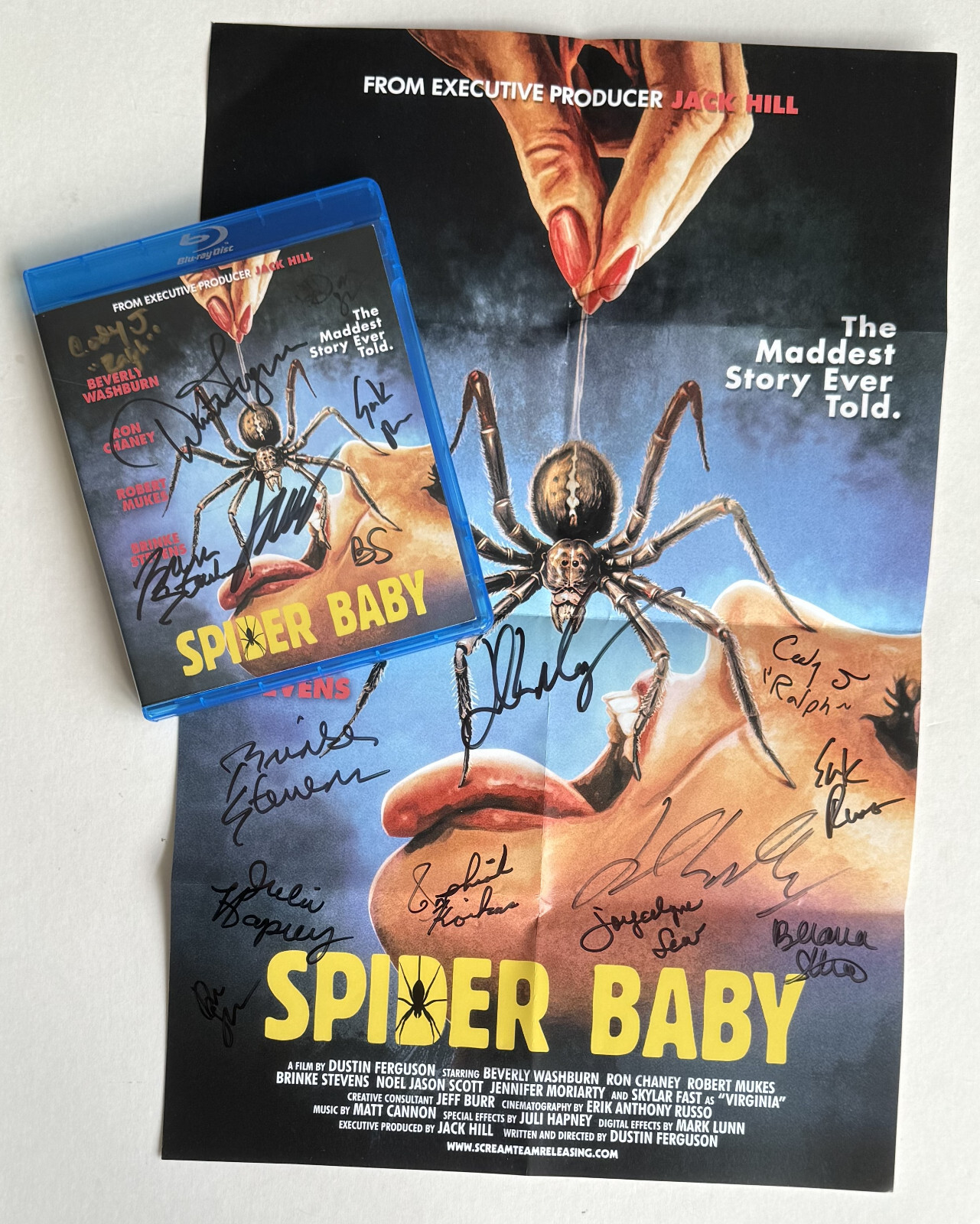 SPIDER BABY * US SIGNED BLU-RAY & POSTER * 100 ONLY! * BN! * HORROR REMAKE