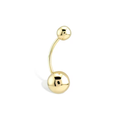 14Kt. gouden navelpiercing met kristallen hartje